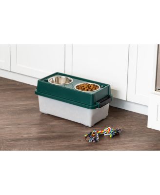 Remington 13lbs/12qt Medium Elevated Dog Food Bowl with Airtight Pet Food Storage Container, Green
