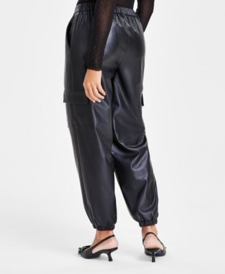 Women's Faux-Leather Joggers, Created for Macy's