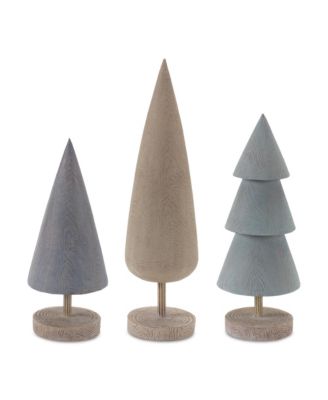 Modern Tabletop Pine Trees: Set of 6 Contemporary Decor Accents