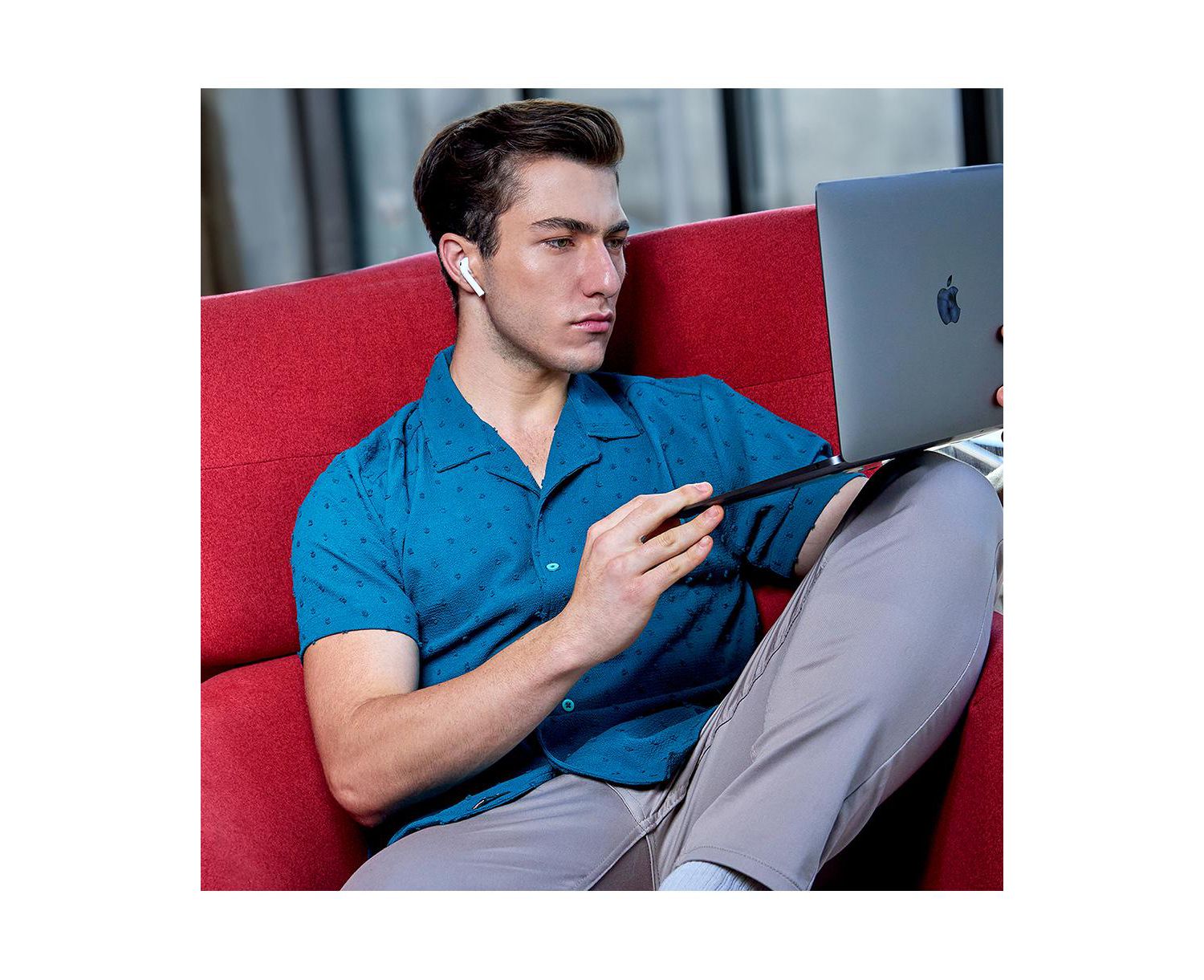 Men's Teal Green Self-Design Pom-Pom Shirt