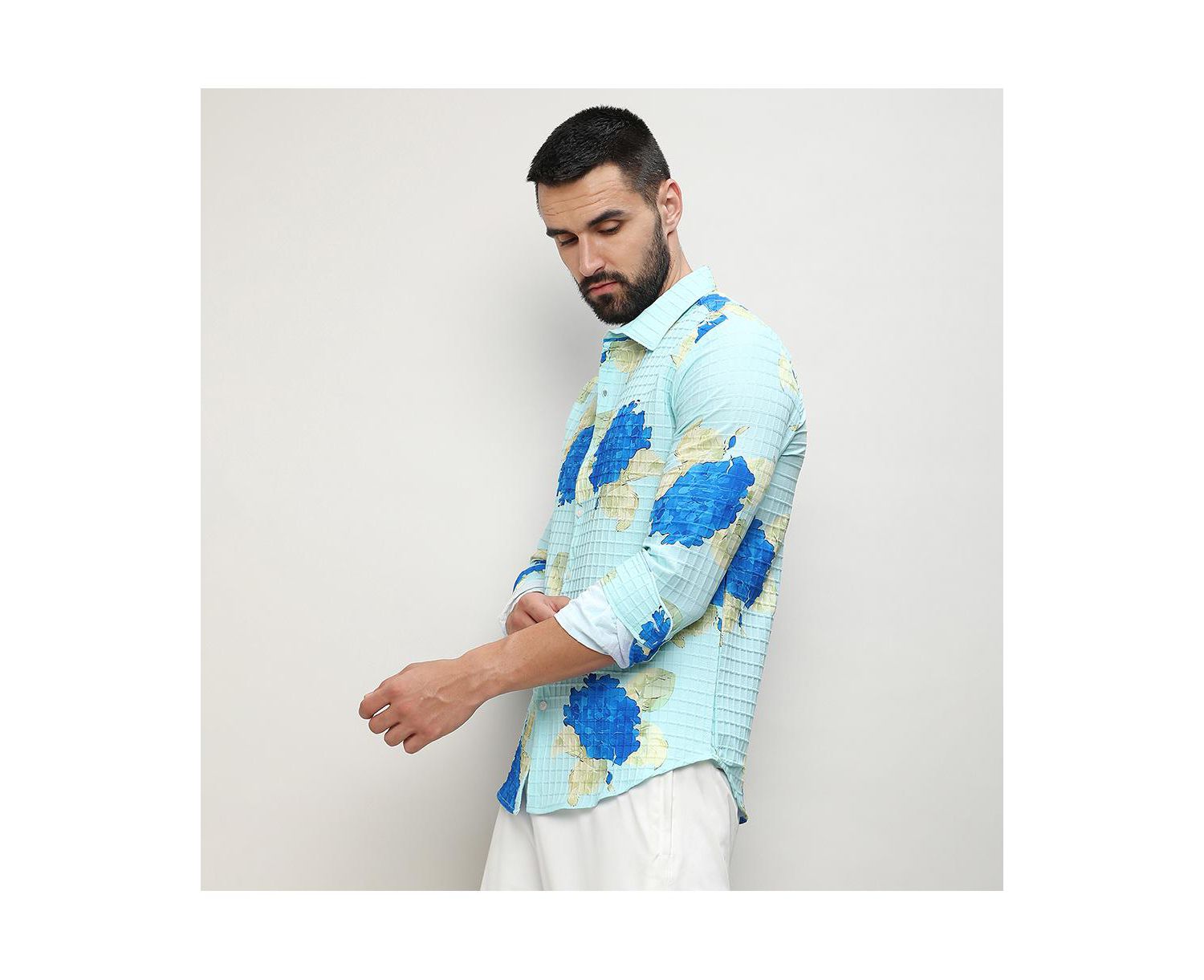 Men's Light Blue Hydrangea Foliage Shirt