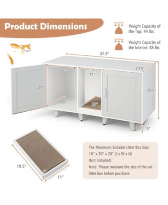 2-Door Cat Litter Box Enclosure with Winding Entry and Scratching Board