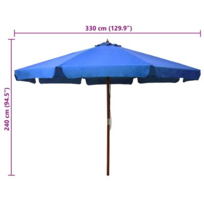 Garden Parasol with Wooden Pole 129.9" Azure