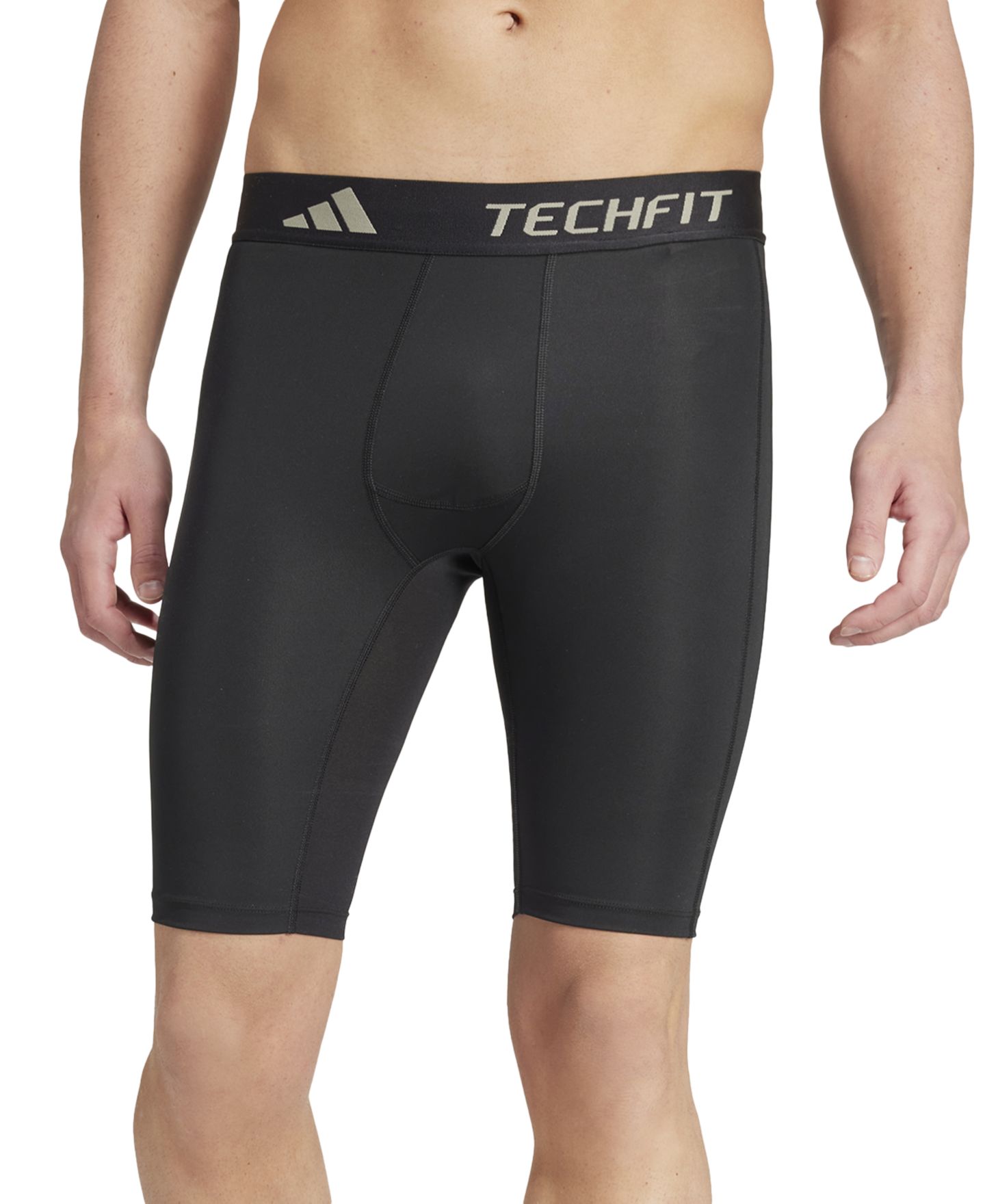 Мужские шорты adidas Tech-Fit Logo Compression Regular-Fit, цвет: Чёрный — фото 1