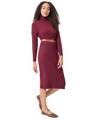 chinese dress ladies HIGH TURTLENECK LONG SLEEVE KNIT DRESS WITH V-NECK  Jason Wu Studio