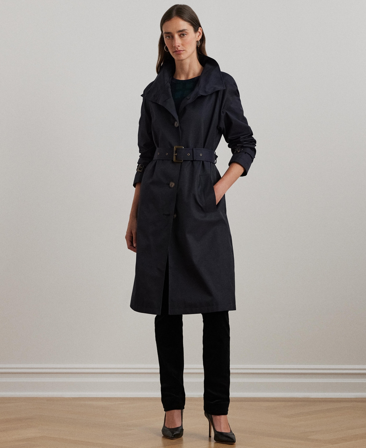 Lauren Ralph Lauren Women's Stand-Collar Maxi Trench Coat
