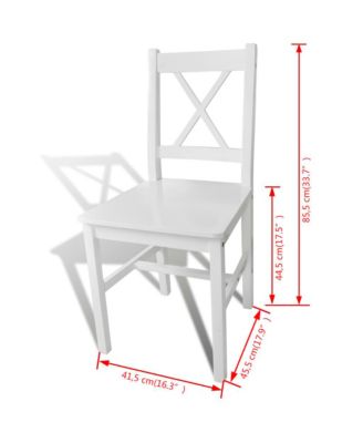 Dining Chair Set of 2 White Solid Pine Wood 33.1 inches tall