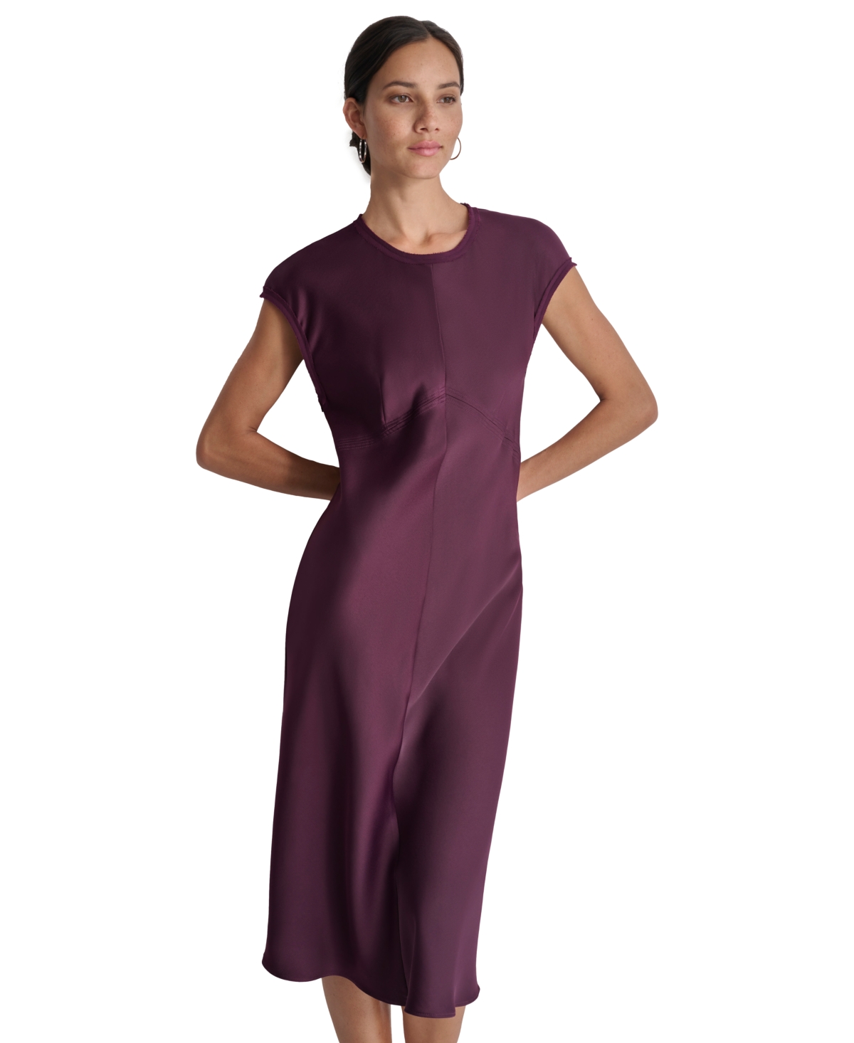 Dkny Women's Round-Neck Cap-Sleeve Midi Sheath Dress