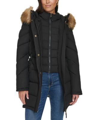 Women's Faux-Fur-Trim Hooded Puffer Coat