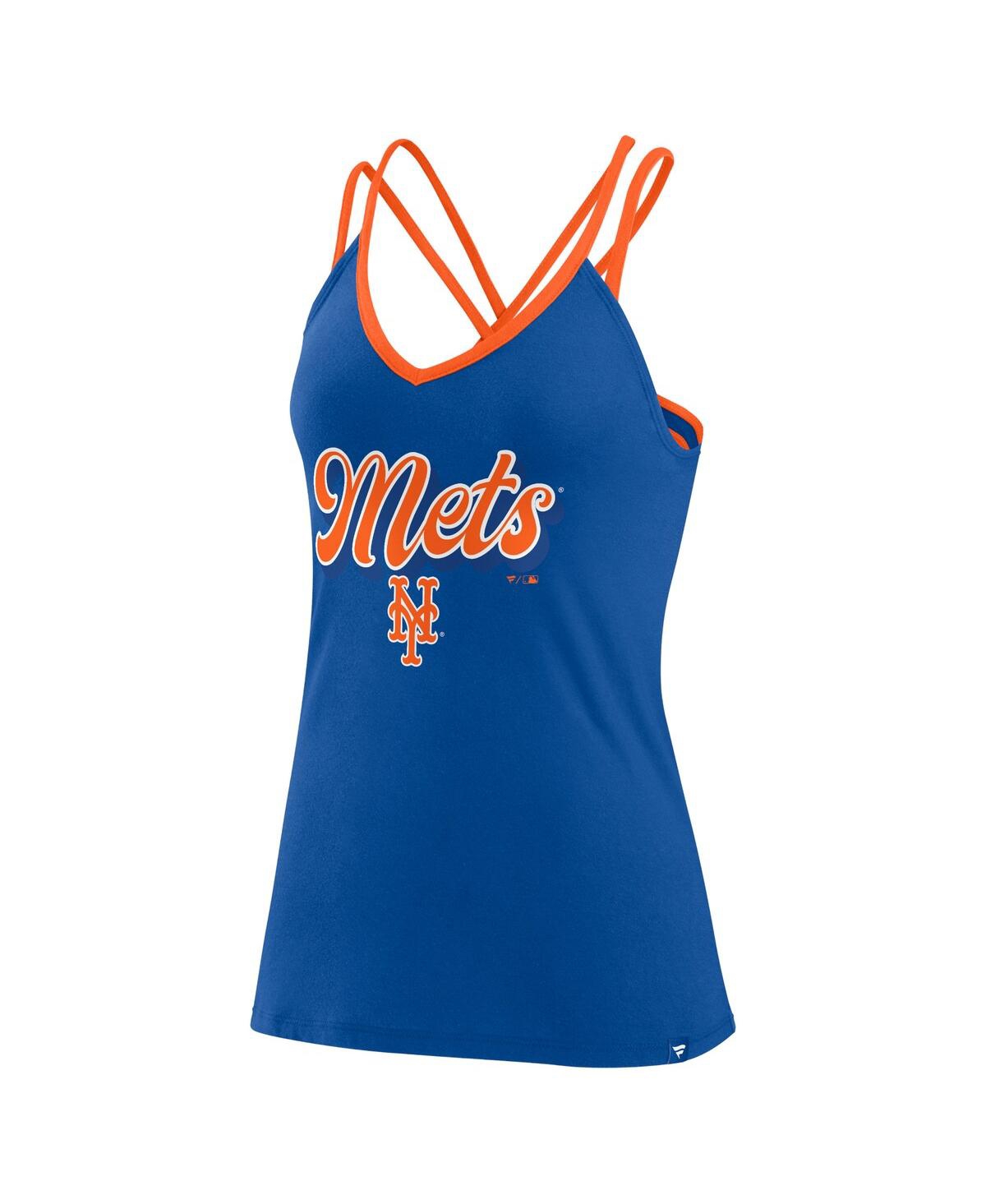 Fanatics Women'sNew York Mets Go for It Strappy V-Neck Tank Top - Royal, Orange