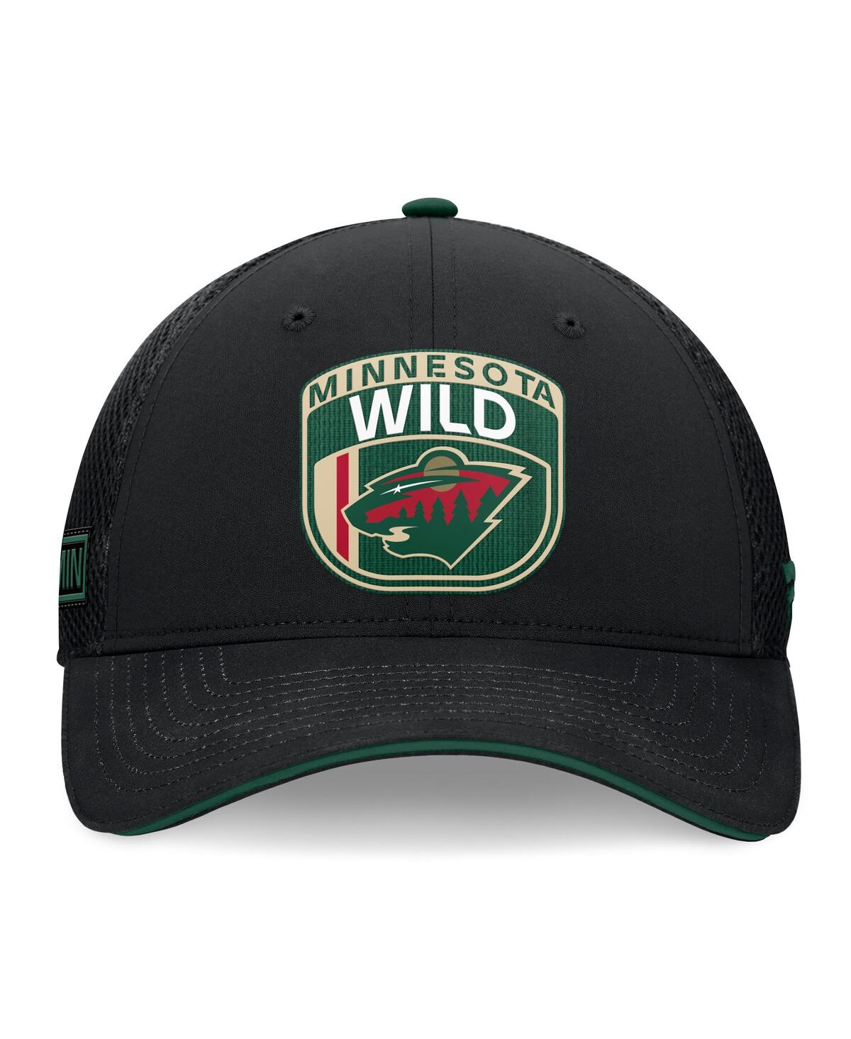 Fanatics Men'sMinnesota Wild 2024 Nhl Draft on Stage Trucker Adjustable Hat - Black, Hunter Green
