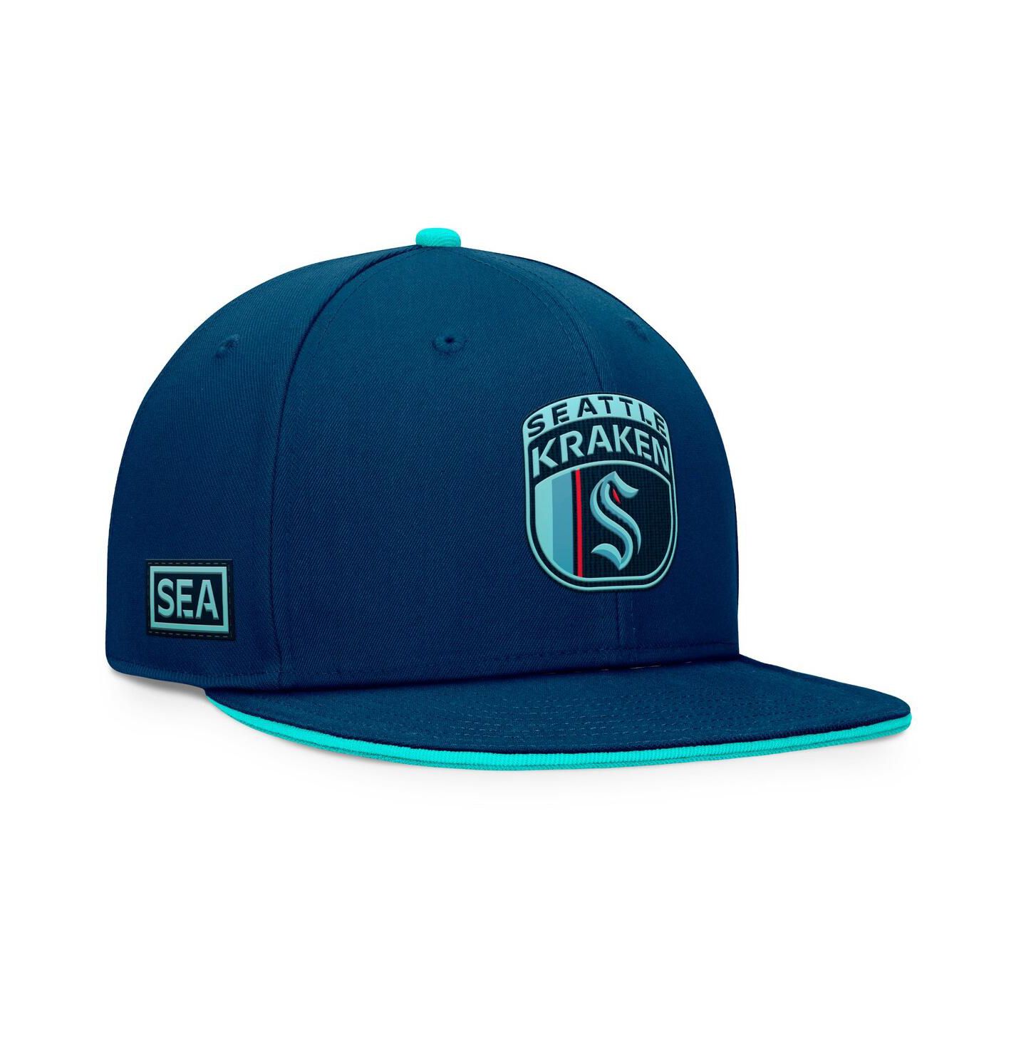 Мужская кепка Fanatics Deep Sea Blue Seattle Kraken 2024 NHL Draft Snapback Hat — фото 1