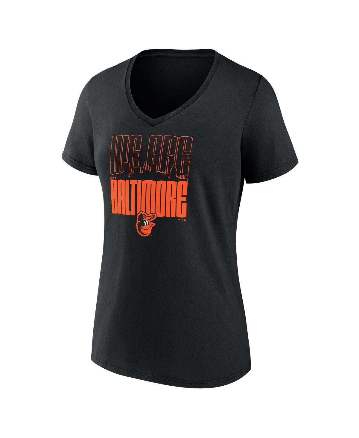 Fanatics Women's Black Baltimore Orioles Local V-neck T-shirt In Black