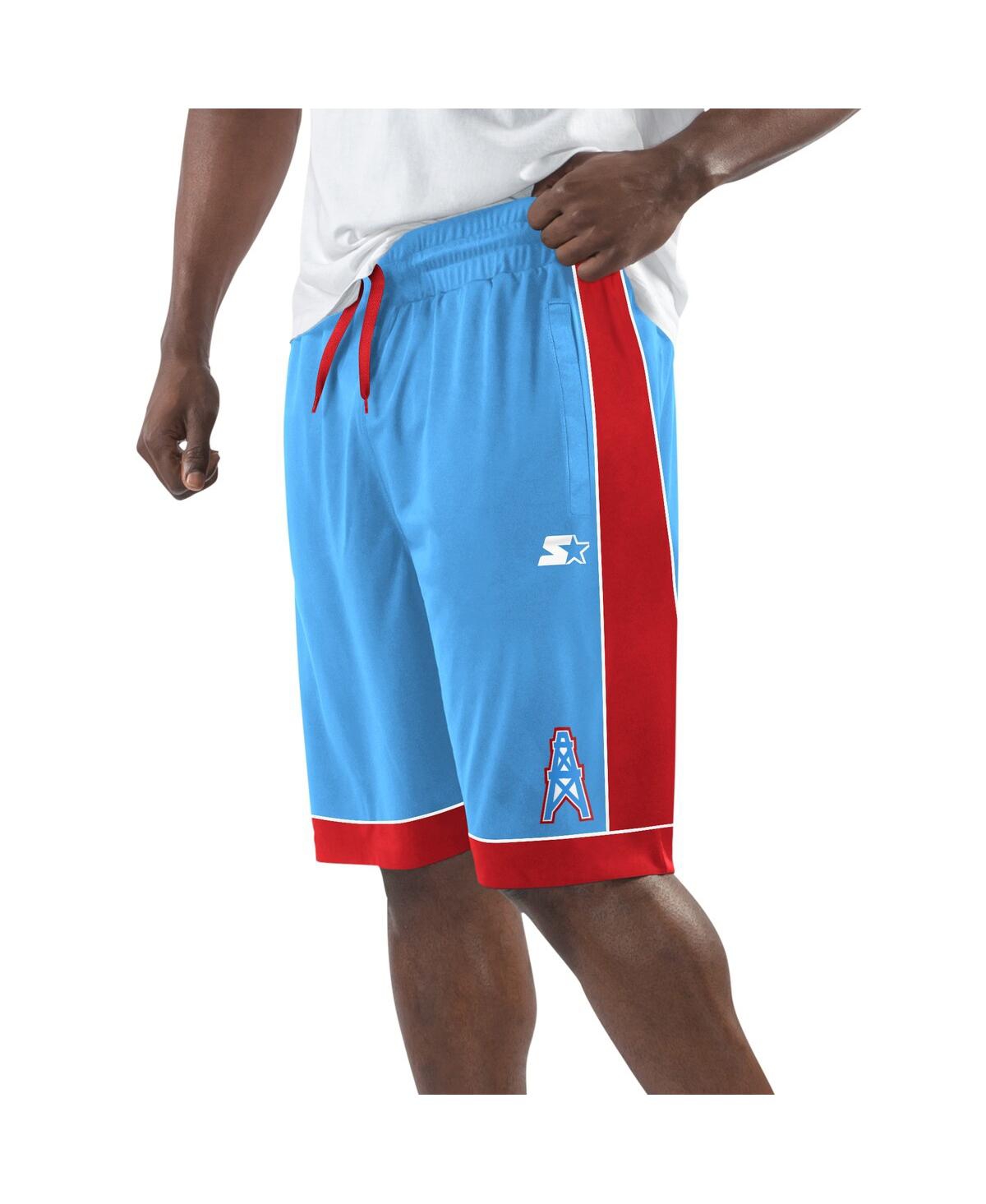 Starter Men'sRed Houston Oilers vintage - like Fan Favorite Shorts - Light Blue, Red