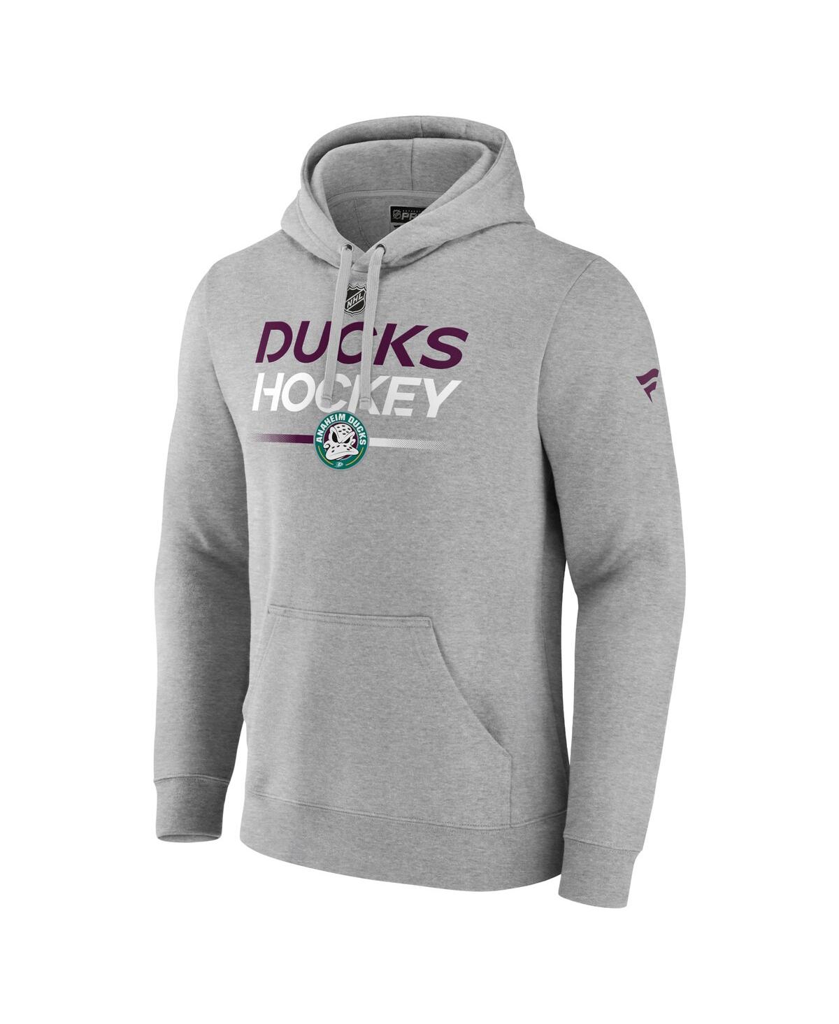 Fanatics Men's Heather Gray Anaheim Ducks Authentic Pro Alternate Wordmark Pullover Hoodie In Heather Gray