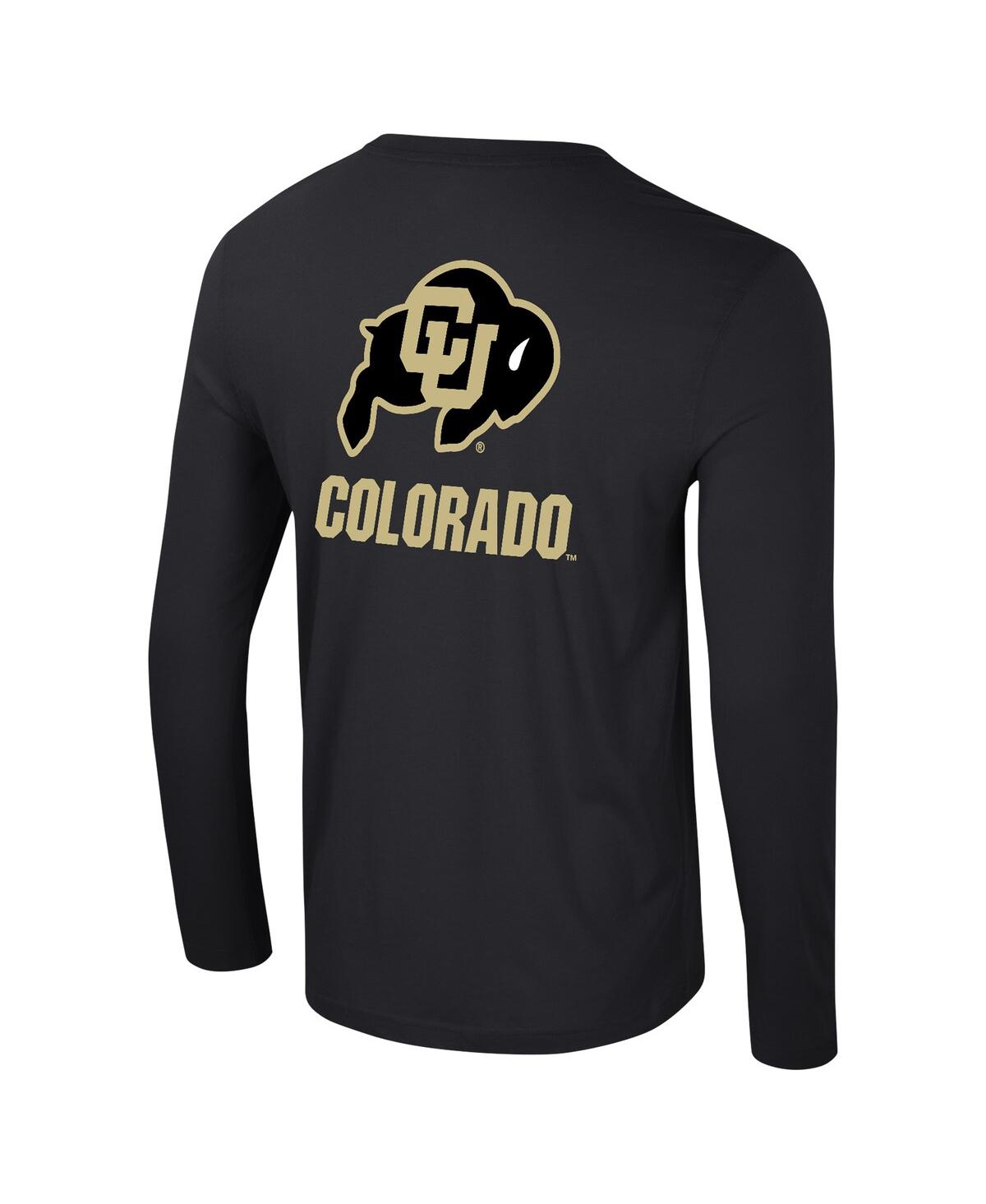 Colosseum Men's Black Colorado Buffaloes Logo Lockup 3-hit Active Blend Long Sleeve T-shirt In Black