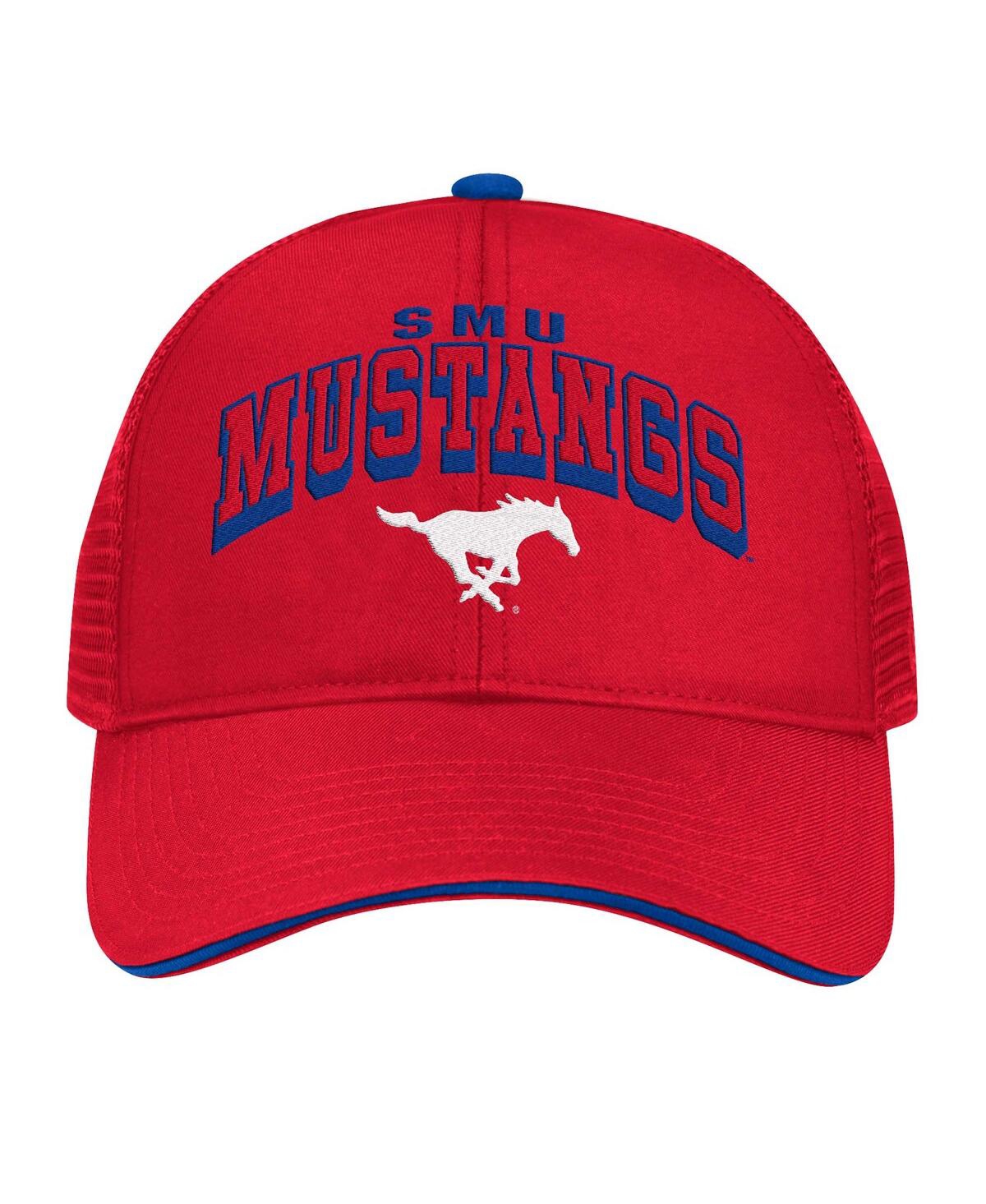 Colosseum Men's Red Smu Mustangs Wyatt Primary Team Trucker Adjustable Hat In Red