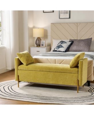 Angelus Modern Upholstered Flip Top Storage Bench with Throw Pillow