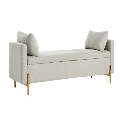 Angelus Modern Upholstered Flip Top Storage Bench with Throw Pillow