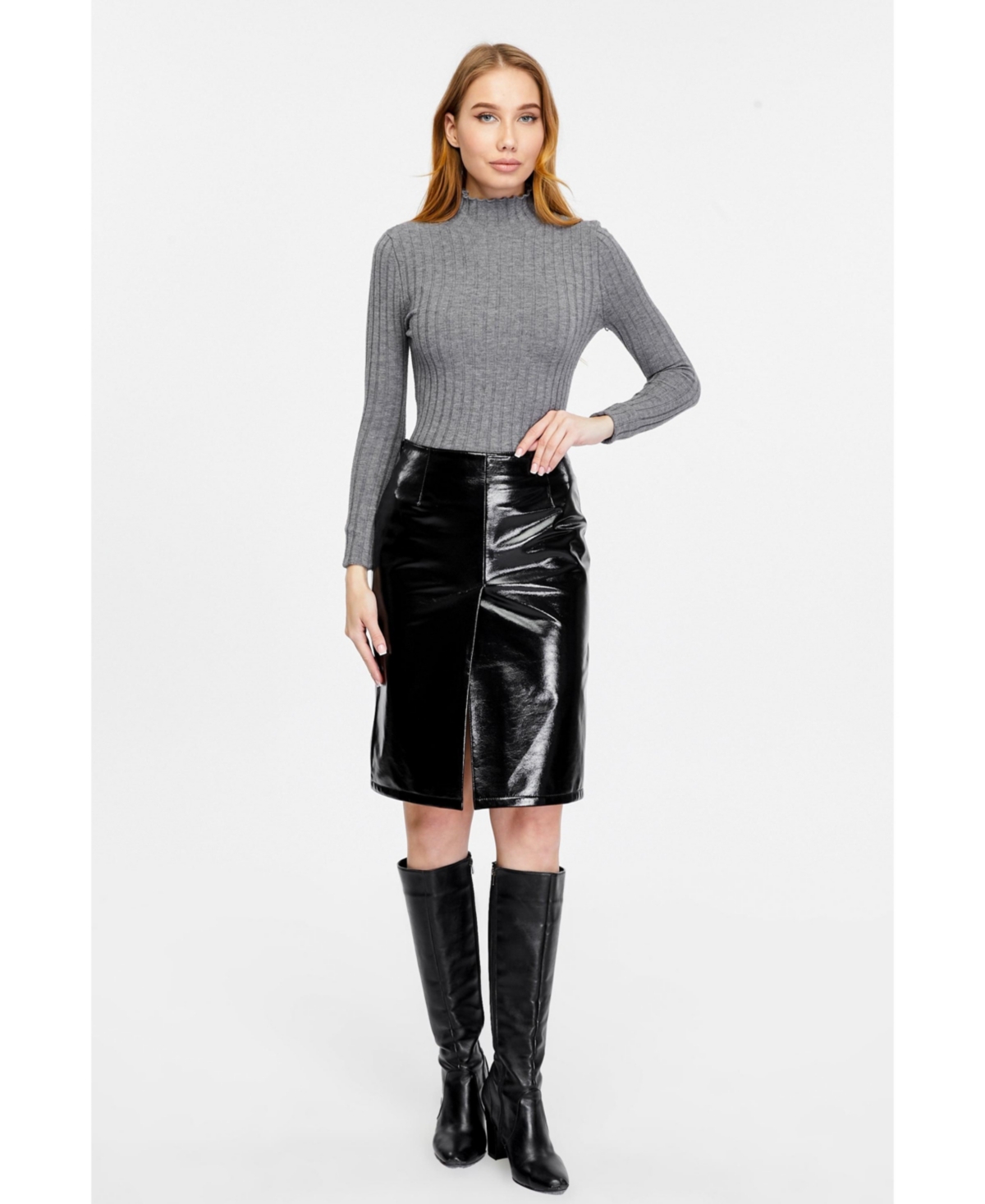 Furniq Uk Women's Leather Fashion Skirt,- Black