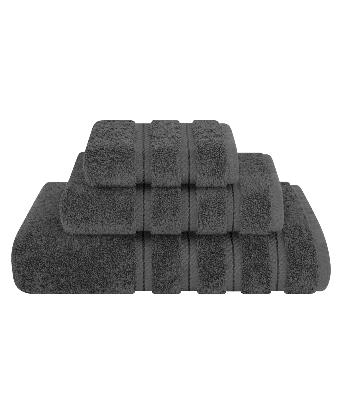 American Soft Linen Edison Premium 100% Turkish Cotton 3-piece Bath Towel Set In Dark Gray