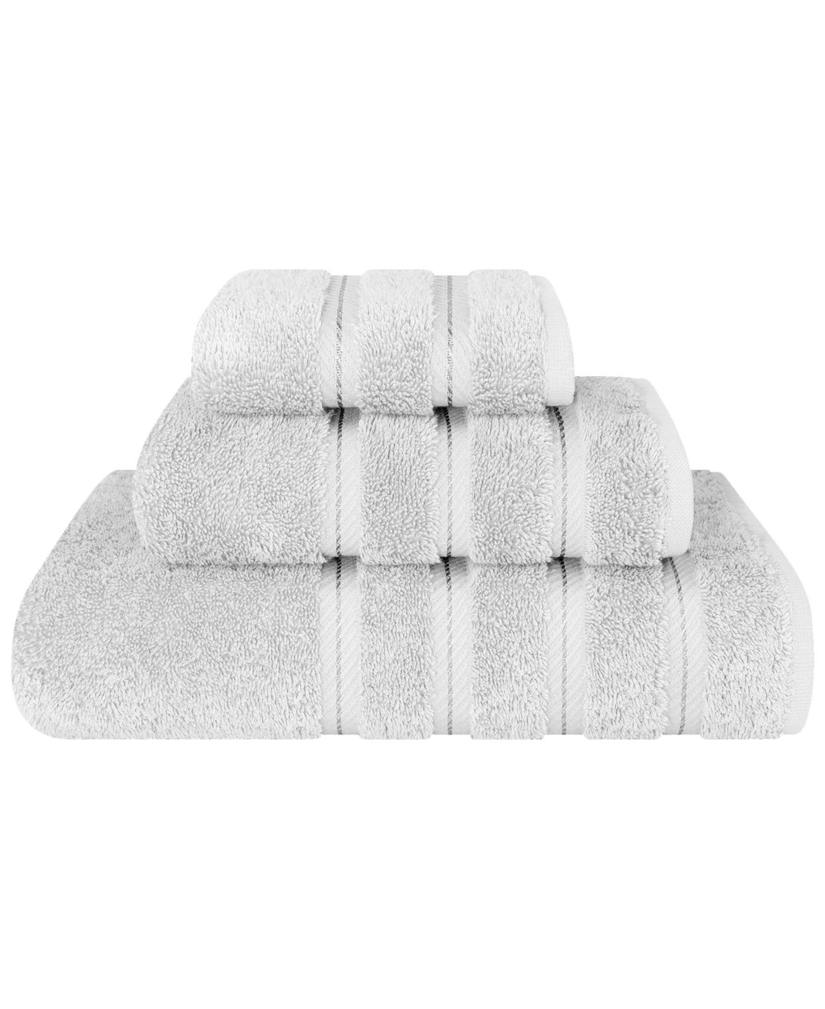 American Soft Linen Edison Premium 100% Turkish Cotton 3-piece Bath Towel Set In Silver Gray