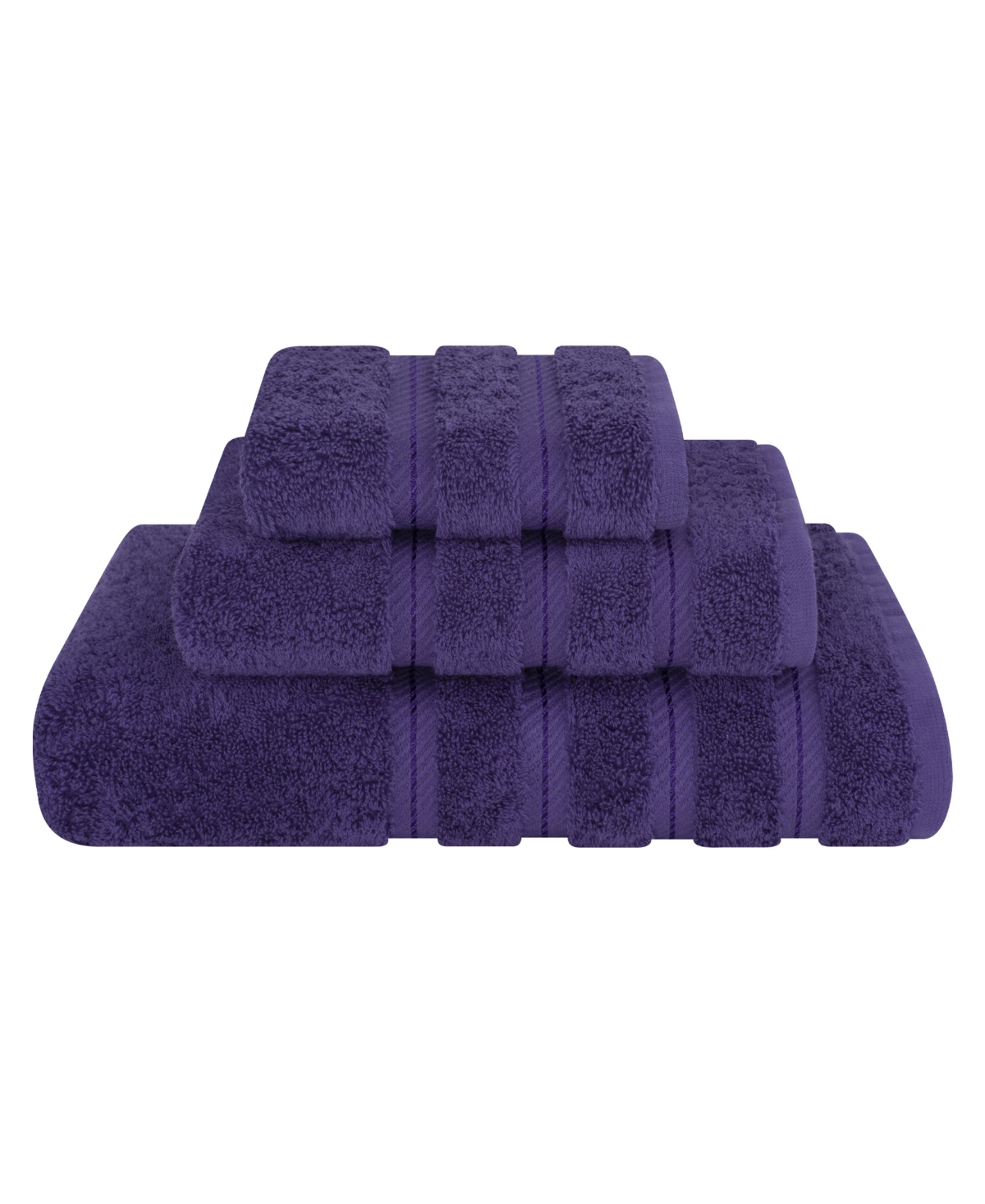 American Soft Linen Edison Premium 100% Turkish Cotton 3-piece Bath Towel Set In Purple