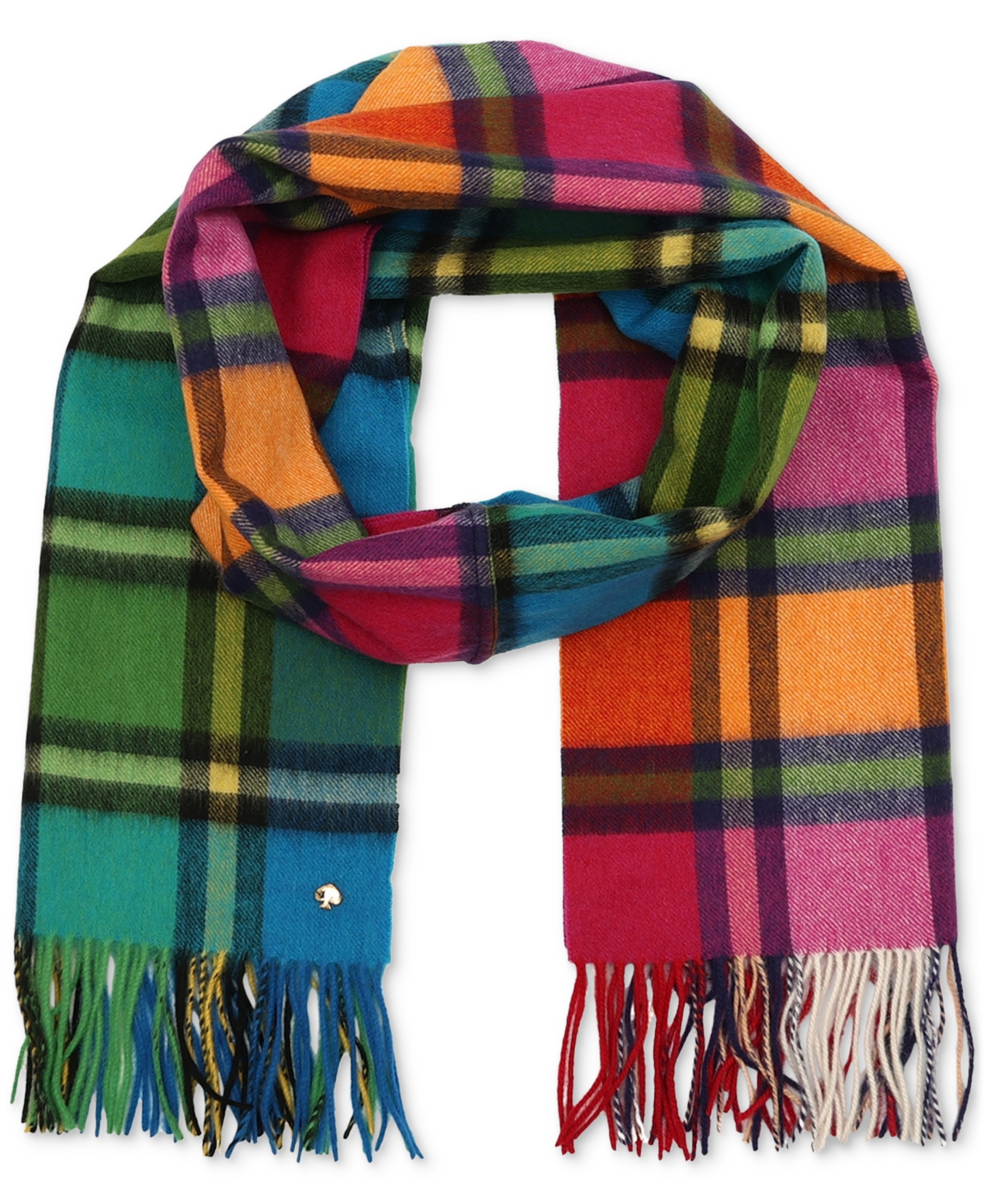 Kate Spade Plaid Mix Multi Yarn Dye Wool Scarf In Multi