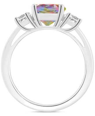 Mystic Topaz (2-3/8 ct. t.w.) & White Topaz (5/8 ct. t.w.) Three Stone Ring in Sterling Silver (Also in Pink Topaz)