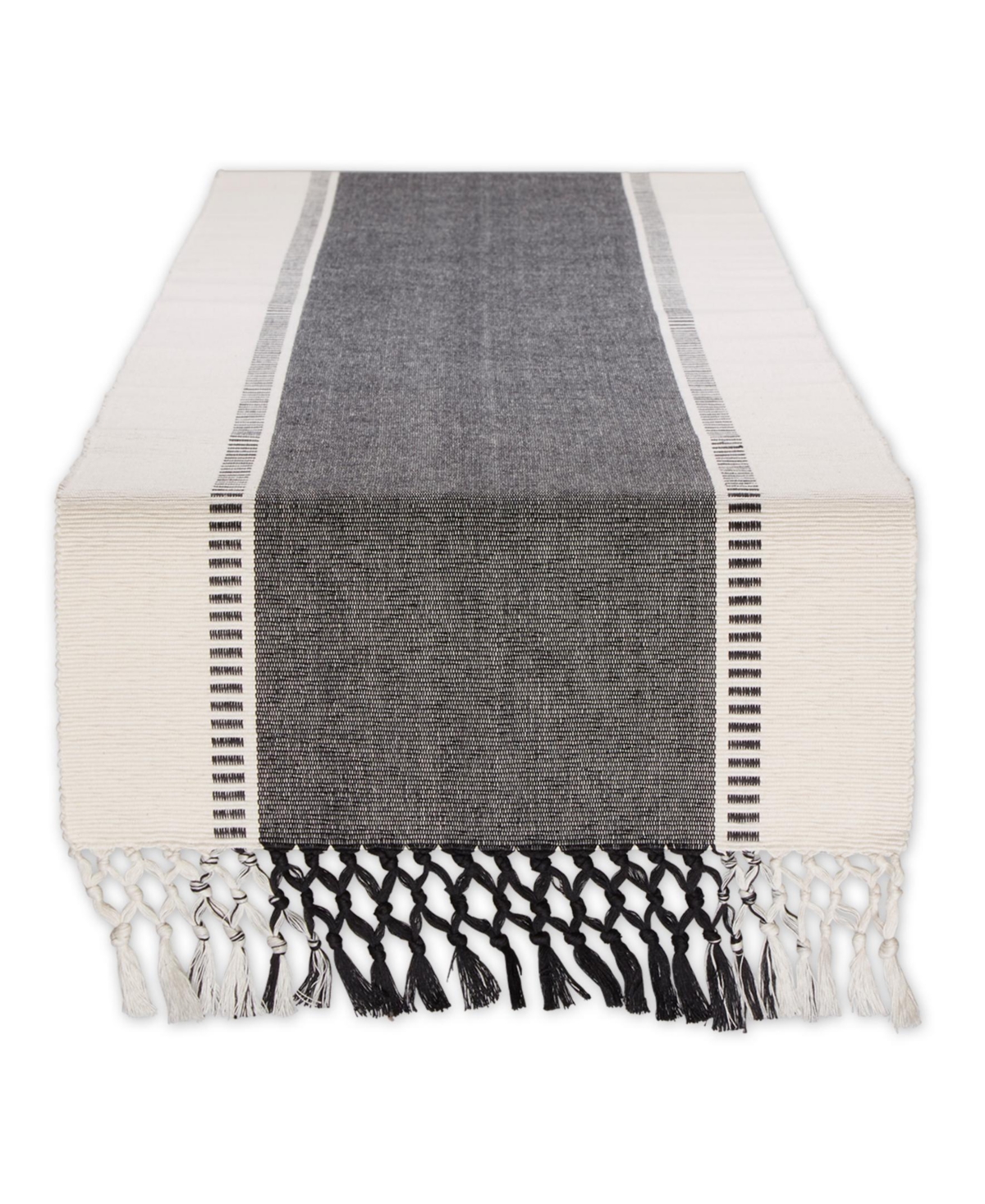 Design Imports Dobby Stripe Ribbed Table Runner, 13"x72 " In Black
