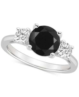 Onyx & White Topaz (5/8 ct. t.w.) Three Stone Ring in Sterling Silver