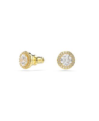 Round Cut, Gold Tone, Gold-Tone Plated Una Stud Earrings