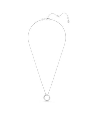 Dextera Pendant, Pav&eacute;, White, Rhodium Plated Necklace