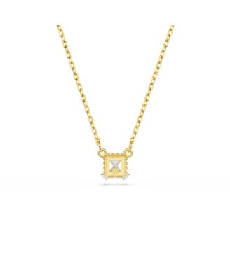 Stilla Pendant, Square Cut, White, Gold-Tone Plated Necklace