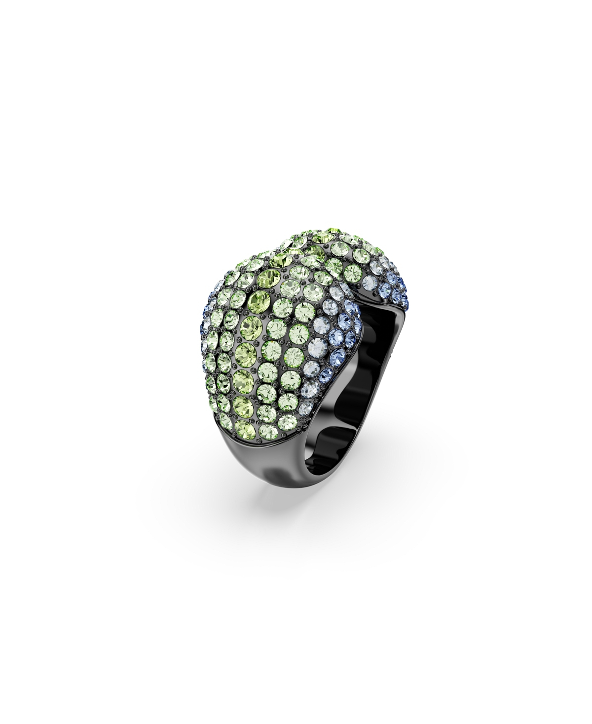 Swarovski Round Cut, Ruthenium Plated Sublima Cocktail Ring - Multicolored