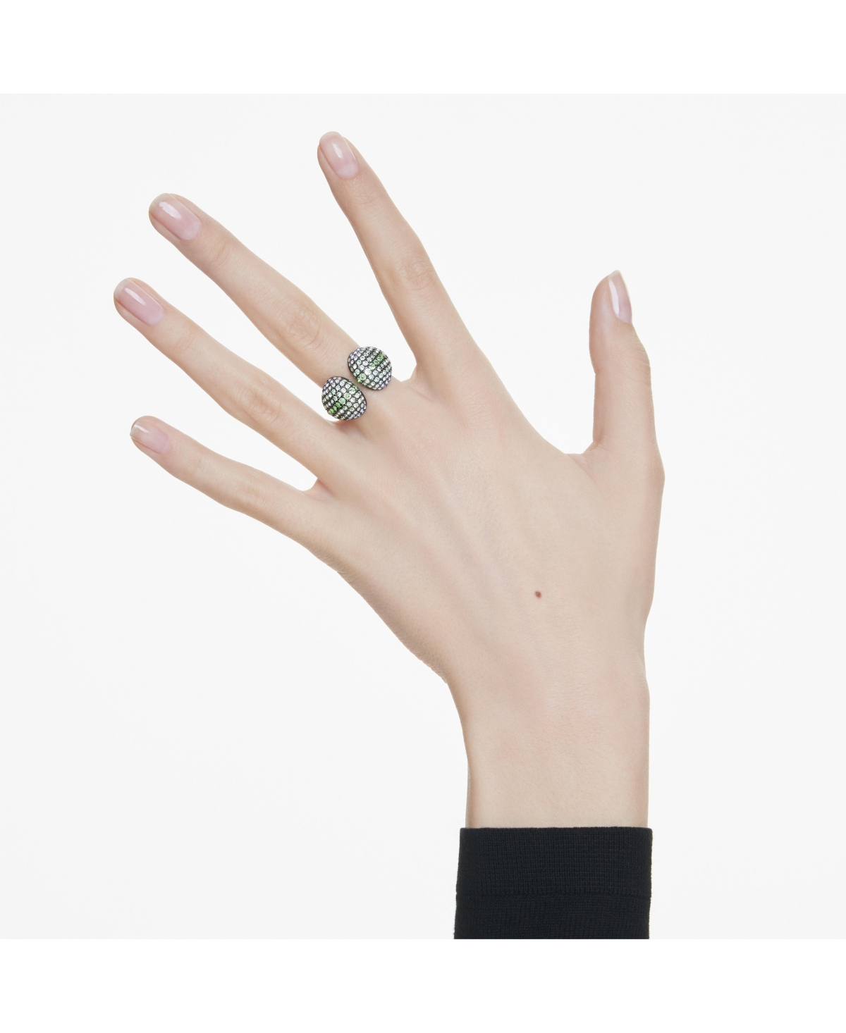 Swarovski Round Cut, Ruthenium Plated Sublima Cocktail Ring - Multicolored