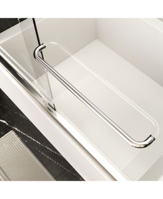 Luxurious Semi-Frameless Bathtub Door Adjusts 56-60", Easy Access, Water-Resistant