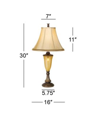 Sorrento Traditional Table Lamp 30" Tall Antique Bronze Glass with Nightlight Flared Bell Shade for Bedroom Living Room Bedside Office