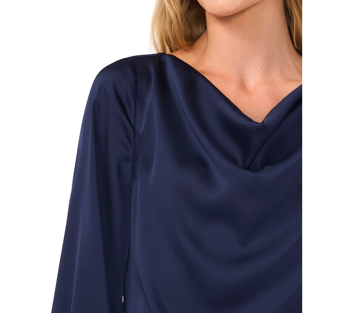 CeCe Women's Cowlneck Blouson-Sleeve Blouse