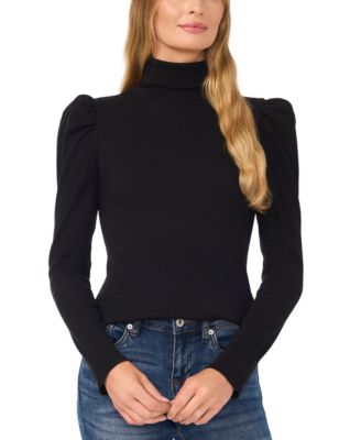 CeCe - Women's Puff-Shoulder Long-Sleeve Turtleneck Top