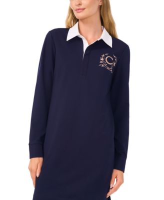 CeCe Women's Embroidered-Logo Polo Long-Sleeve Dress