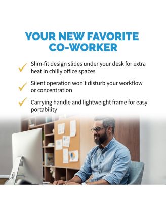 Portable 400 Watt Under Desk Heater with Slim Fit Design and Silent, Energy Efficient Operation