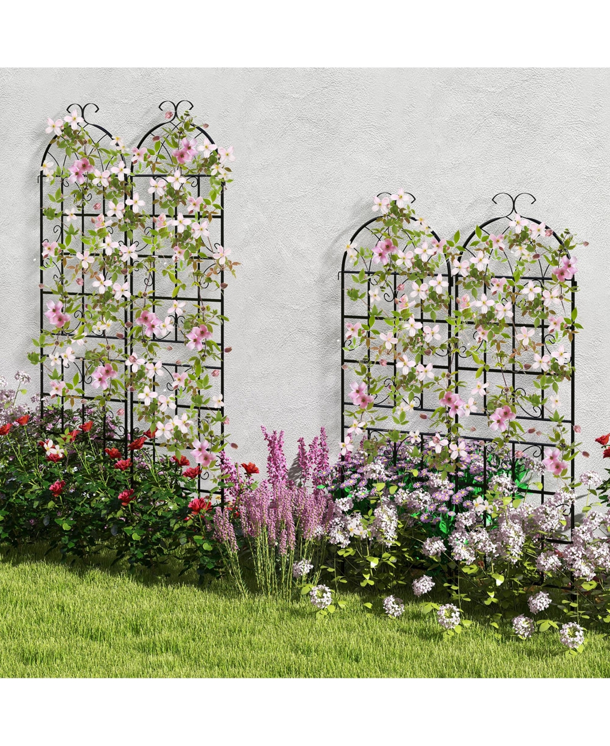 2 Pack 87" x 20" Metal Garden Trellis Decorative Outdoor for Climbing Plants