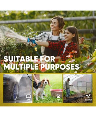 150'  Expandable Water Garden Hose: 10 Spray Nozzles, Solid Brass Connector, Leak-Proof Design