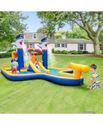 7-In-1 Water Slide Park with Splash Pool and Water Cannon with 680W Blower