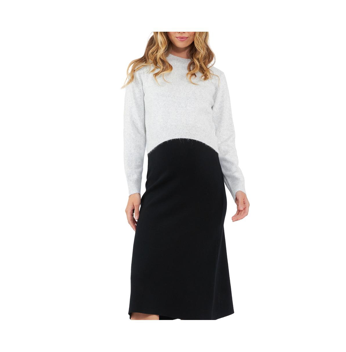 Maternity Tia Crop Knit - Snow marle