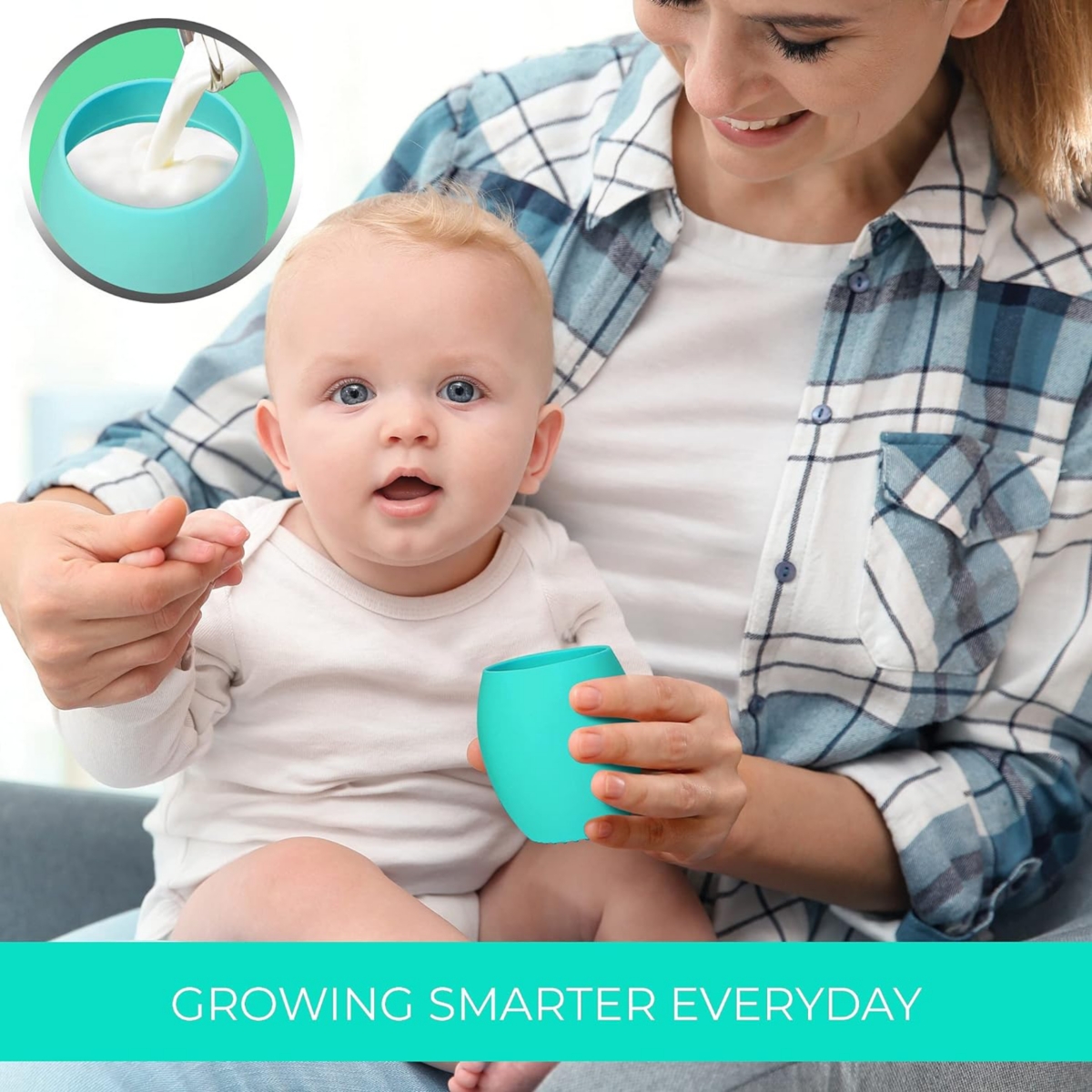 Sperric Toddler Silicone Baby Cup Training Cup - Open Cup for Baby Led Weaning 2 Pack of No Spill Sippy Baby Cups - Soft & Gentle on Gums Bpa Free Sil