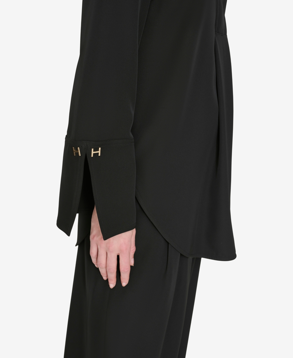 Halston Women's Band-Collar V-Neck Long-Sleeve Tunic