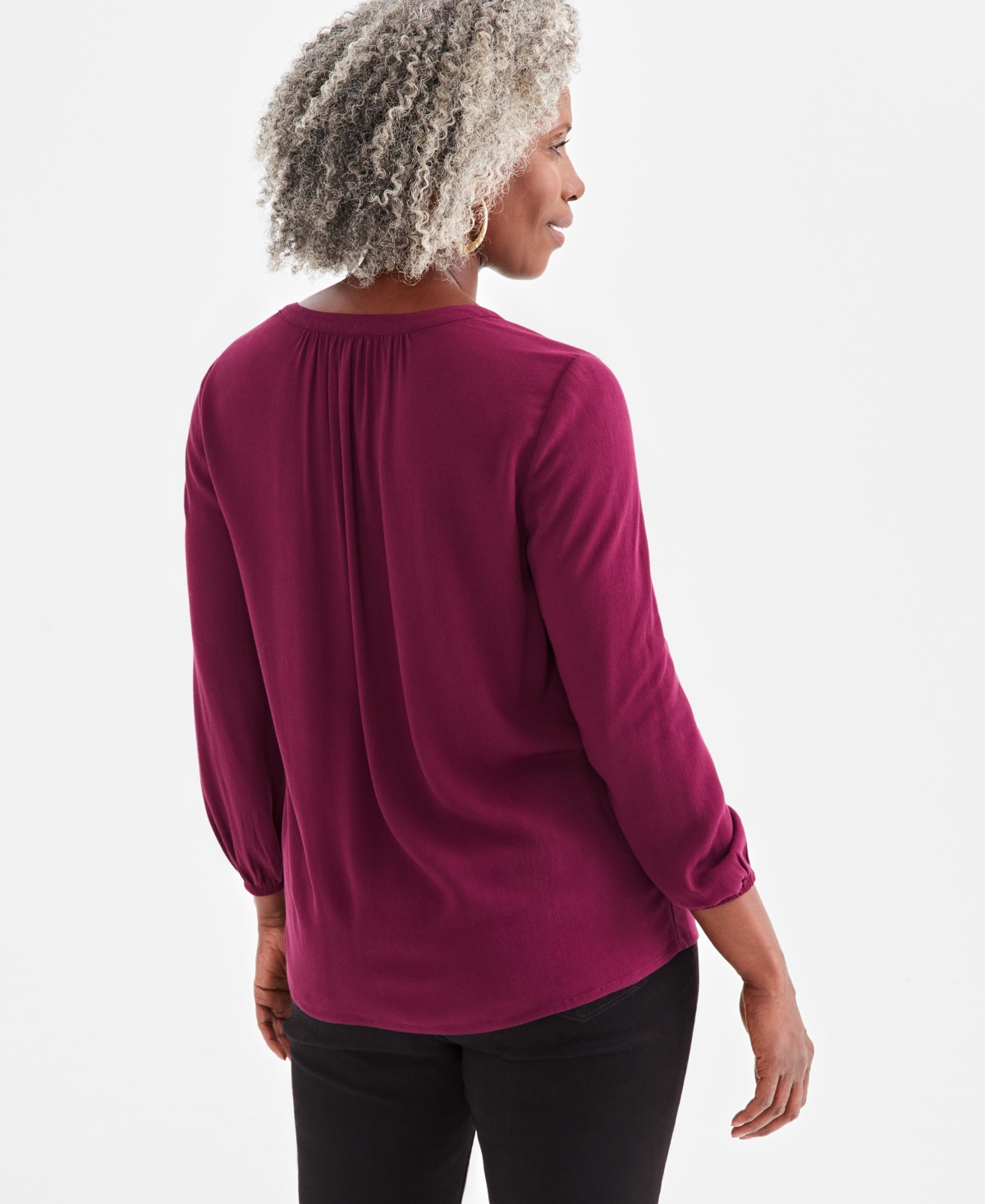 Style & Co Women's Split Neck Popover Blouse, Created for Macy's