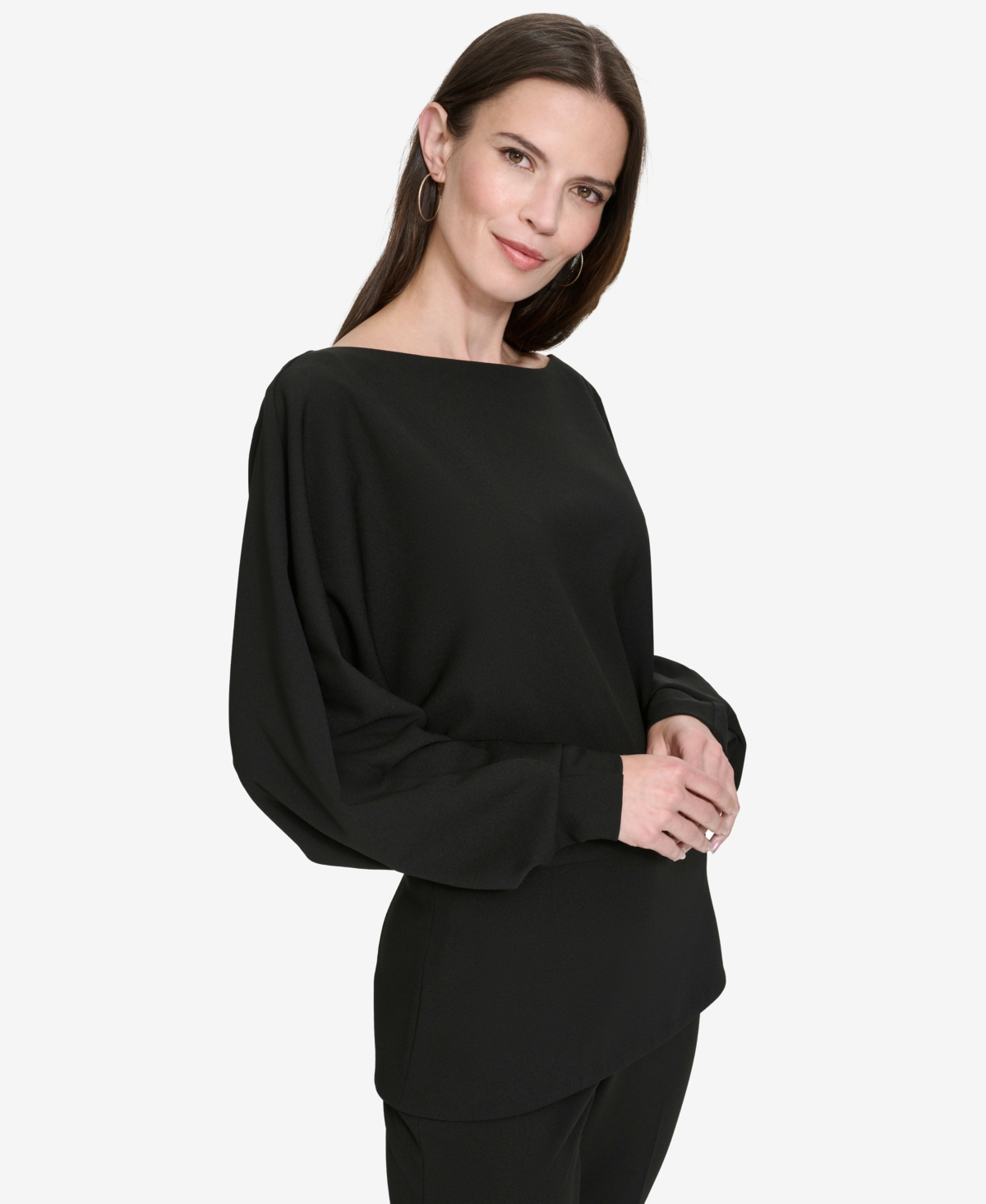 Halston Women's Dolman-Sleeve Boat-Neck Peplum Top